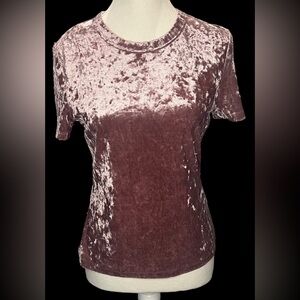 FREE PEOPLE Size Large Crushed Velvet Women’s Tee shirt in PINK Festival Ready!